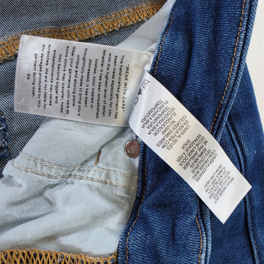 Good American 70s Flare High Rise Jeans 12 31 Distressed Modern Boho Blue - Picture 11 of 11